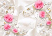 Розовые розы на ткани