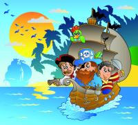 Пиратский корабль возле острова