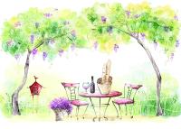 Столик под деревьями