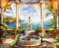 Павлины у фонтана