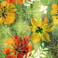 Желтые и оранжевые цветы Арт