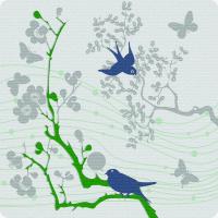 Птицы на цветущем дереве