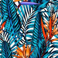 Яркие цветы и листья