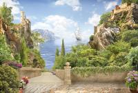 Вид с берега на плывущий корабль