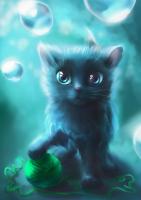 Котик с клубком ниток