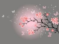 Цветущее дерево на сером фоне