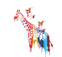 Жираф и бабочки