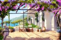 Кафе с крышей из сирени