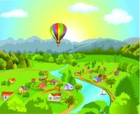 Воздушный шар над городком