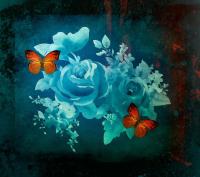 Бабочки и розы
