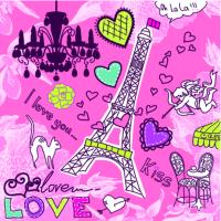 Эйфелева башня на розовом фоне