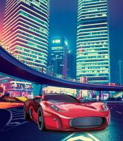 Красная машина в городе