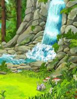 Заяц возле водопада