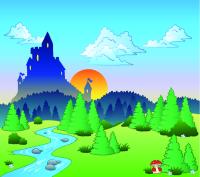 Замок и закат солнца